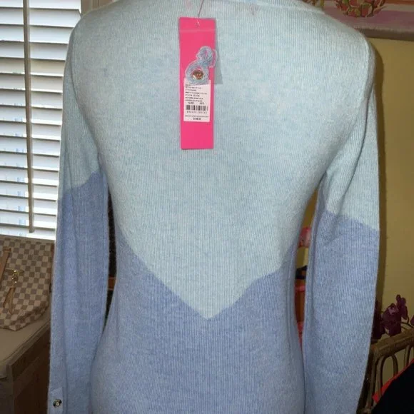 Lilly Pulitzer NWT Brigitte Cashmere Sweater Heathered Bennett Blue Size XXS - Picture 4 of 9
